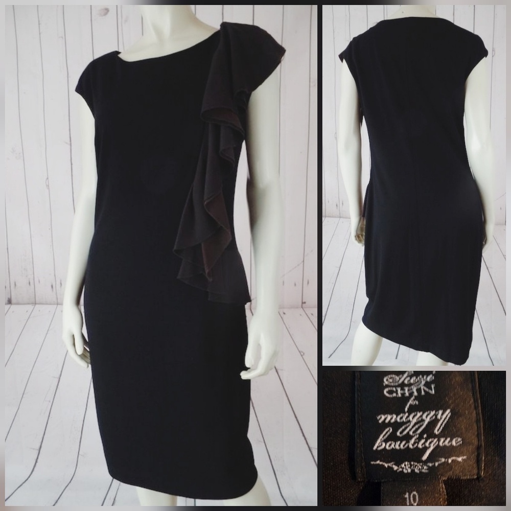 Suzi Chin Maggy Boutique Dress 10 Rayon Poly Knit